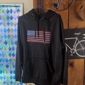 Black Hoodie with American Flag Design